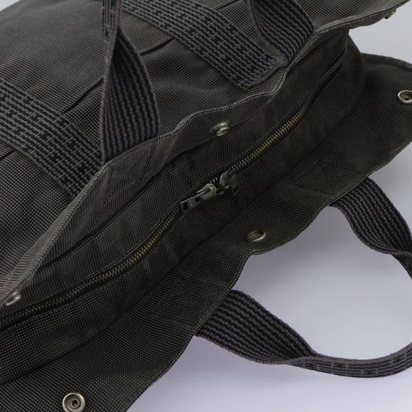 HERMES Her Line MM Hand Bag Canvas Gray Silver Auth ti2758 - Picture 6 of 16